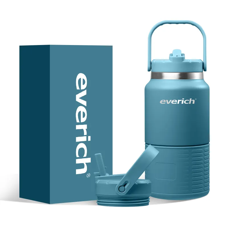 מוצר עיצוב חדש בקבוק מים עם מכסה קש 64oz דופן כפולה ואקום נירוסטה תרמו מים לאנשים ספורט