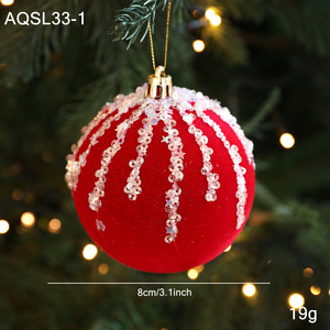 New <b>Red</b> Flocked <b>Sequin</b> Plastic Christmas Ball Ornament Sticky Powder for Christmas Tree Window Mall Decoration Arrangement - Product Image 6