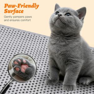 Tapis pour litière pour chats, double couche, nid d'abeilles, tapis de récupération de litière pour chats, imperméable, anti-<span class=keywords><strong>urine</strong></span>, antidérapant, facile à nettoyer - Product Image 6