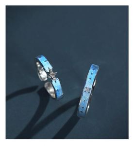 Anillos De Pareja Silver Plated Luminous Moon Zircon Star <b>Couple</b> <b>Rings</b> Glow in Dark Luminous Band Adjustable Open <b>Ring</b> Jewelry - Product Image 3