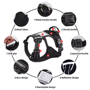 C022 Heavy Duty Solid Nylon Tactical Dog <b>Harness</b> Vest with Reflective Handle XL Size Eco-Friendly - Product Image 3