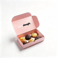 Boîte à biscuits rose avec logo personnalisé, boîte cadeau en papier alimentaire jetable pour l'emballage de pâtisseries, biscuits et desserts