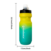 Bouteille d'eau compressible pour vélo avec couvercle à ouverture facile, anti-fuite, sans BPA, bouteilles d'eau réutilisables faciles à presser pour le fitness, le cyclisme, la course à pied