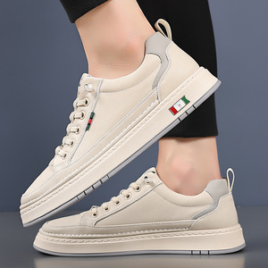 Zapatillas Deportivas de Piel Blancas para Hombre, con Punta Redonda, con Cordones, Transpirables, Casuales, para Primavera - Product Image 2