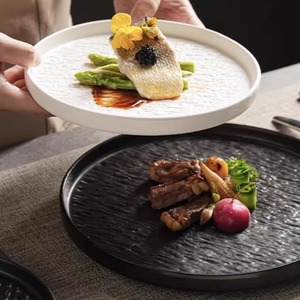 Platos de cena de cerámica de <span class=keywords><strong>gres</strong></span> con textura de <span class=keywords><strong>roca</strong></span> nórdica, platos de porcelana ecológicos, estilo americano pulido, 6-10 piezas para la espalda - Product Image 5