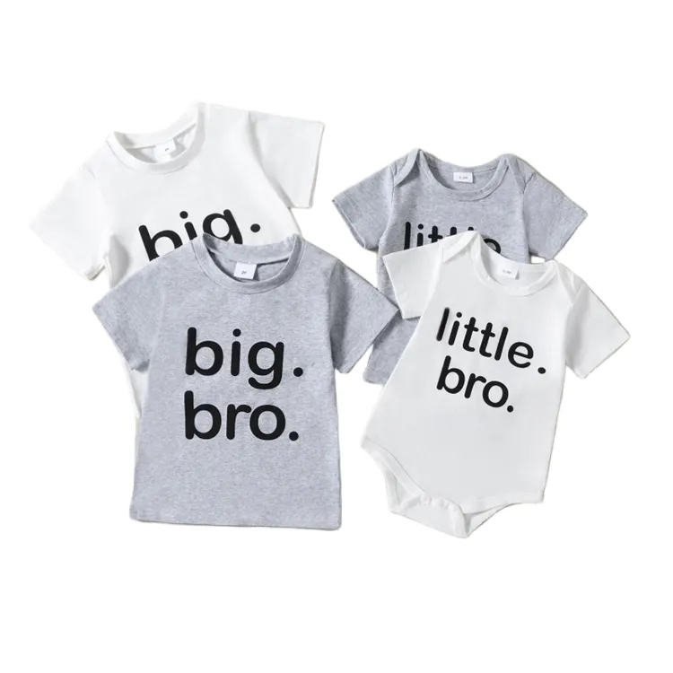 HIPPO trẻ em bé trai T-Shirt Bro lớn và em bé Rompers Little Bro trẻ em Anh em phù hợp với quần áo