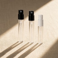 Flacon pulvérisateur de parfum en verre transparent avec bouchon pompe à brume fine noir, vide, rechargeable, format voyage, contenant cosmétique, vente en gros