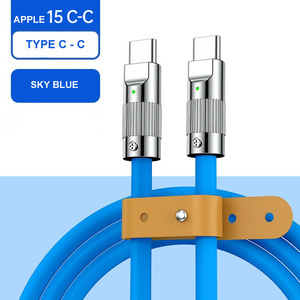 Cable <span class=keywords><strong>USB</strong></span> <span class=keywords><strong>C</strong></span> de Carga Rápida de 27W, Blindado, 6A, Recubierto de Estaño, Irrompible, con Envoltura de Silicona Resistente, Organizador de 1m, Compatible con Datos - Product Image 1