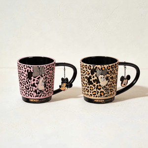Mug en céramique à imprimé léopard 300 ml, <span class=keywords><strong>tasse</strong></span> à café Mickey/Minnie avec poignée décorative, coffret cadeau pour couple, pour la maison ou le bureau - Product Image 4