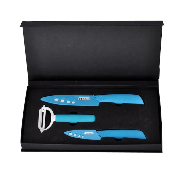 Timhome Keramische Mes Set 3'5' + Dunschiller Sharp Black Blade Mesje In Eva Gift Box