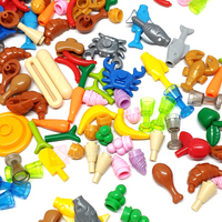 DELO TOYS Blocs de construction en plastique ABS en vrac pour bricolage, ensembles alimentaires : fruits, glaces, bâtonnets glacés, pain, jambon, saucisses (DL-02)