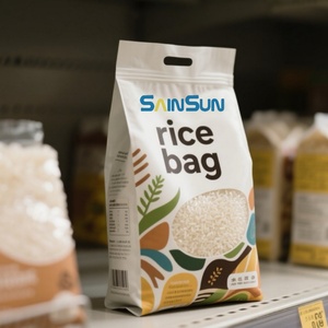 Bolsa de Arroz de Plástico Laminado a Precio de Fábrica |   Bolsa de Fondo Plano con Logotipo Personalizado para Envasado de 1 kg, 5 kg y 10 kg - Product Image 1