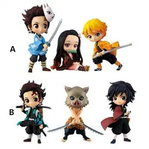 Hot Selling Qposket Demon Slayer Kimetsu Geen Yaiba Cartoon Character Collection Speelgoed Pvc Anime Figuur Speelgoed 3 Stks/set
