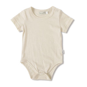 Organic Cotton Light Brown Solid Color Short Sleeve Plain <strong>Blank</strong> Design Kids <strong>Rompers</strong> Newborn Unisex <strong>Baby</strong> Bodysuit - Product Image 4