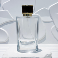 Flacon de parfum en verre transparent cylindrique vide de 80 ml avec bouchon doré à couronne et pompe pulvérisatrice à sertir, logo personnalisé