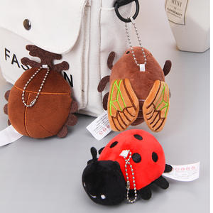 Petit insecte jouets en peluche coccinelle papillon cigale mante abeille <span class=keywords><strong>rhinocéros</strong></span> coccinelle porte-clés sac à dos pendentif - Product Image 3