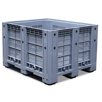 Bac à palettes en plastique recyclé HDPE ventilé avec couvercle, capacité 606L, pour usage alimentaire et pharmaceutique