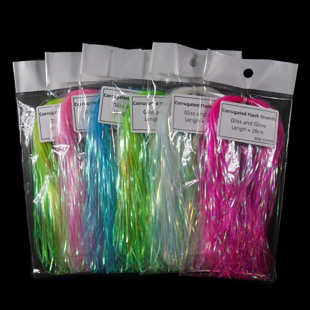 Arcobaleno Pelle di Pesce Ondulato Flash Fili Gliss Glow Flash Iridescente Flashbou Sintetica Fly Tying Materiali