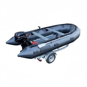 เรือยางเป่าลม PVC/Hypalon ขนาด 430 ซม. ขายดีที่สุด ได้รับการรับรองมาตรฐาน CE เรือตกปลาที่ทนทานสำหรับใช้งานในทะเลสาบ แม่น้ำ และชายฝั่ง - Product Image 1