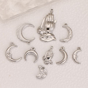 Breloques en forme de <span class=keywords><strong>croissant</strong></span> de lune pour la prière islamique, imperméables, en acier inoxydable, pendentifs souriants pour bracelets, boucles d'oreilles, accessoires de bijoux - Product Image 6