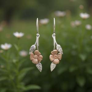 Pendientes de Flores Ruth Toledano, Dos Tonos, Aleación de Cobre, Estilo Vintage, Joyería para Mujer, Regalo, Plateado Antiguo - Product Image 2