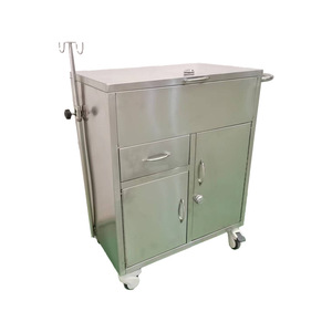 Stainless Steel Emergency <b>Trolley</b> 650x420x850mm With Drawer And Cabinet For Hospital Use - Product Image 1