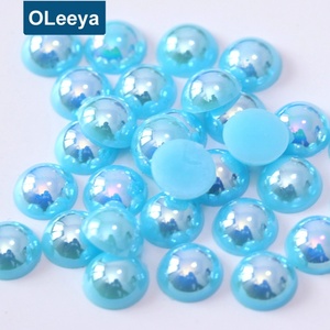 Perles en plastique non thermocollantes, strass à dos plat 3mm blanc AB, perles demi-rondes en ABS imitation perle pour décoration DIY - Product Image 3
