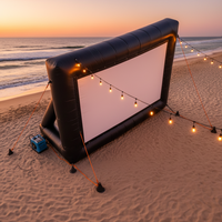 Écran de cinéma gonflable géant de 30 pieds, imperméable, à contraste élevé, durable, pour projecteur, double projection, résistant au vent, cinéma en plein air