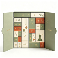 Boîte de calendrier de l'avent de Noël personnalisée de 24 jours, boîte cadeau à double porte en papier pour le compte à rebours, pour bonbons, chocolats, emballages de fête