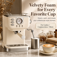 Máquina de Espresso Comercial Semiautomática de Dos Grupos con Sistema de Agua Caliente y Molinillo Integrado, Espumador de Leche - Diseño Portátil