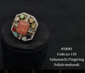Sabyasachi Fingering Style Natural Stone Accessories Caret Plated Sabyasachi Fingering Jewelry Making <b>Craft</b> Components - Product Image 1