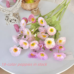 Artificial Silk Flowers 4 Branches Corn poppy Flowers for Wedding Home Decoration <strong>floral</strong> Arrangement Decor - Product Image 2