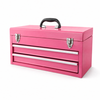 Boîte à outils en fer à double tiroir, coffre à outils rose de 80 pièces avec plateau en mousse, ensemble d'outils portables, vente en gros directe d'usine