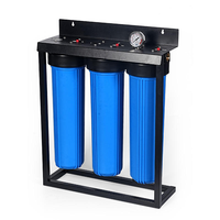 Filtre à eau Big Blue 20 pouces à 3 étapes pour la purification de l'eau des puits et des forages en Afrique du Sud avec support robuste