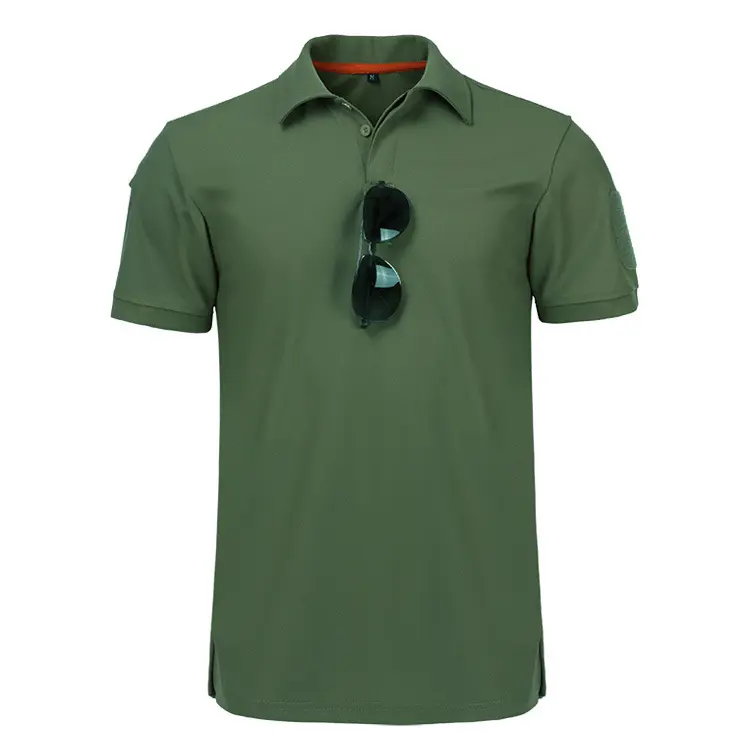 Men's short sleeve quick drying army green Polo shirt men's summer army green T-shirt men's clothes