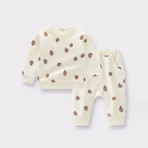 Conjuntos de roupas de bebê com botões de cor personalizada, pijama de bambu para bebês, pijama infantil de coelho rosa para meninas e animais