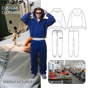 Sudadera con capucha extragrande de 600 g/m² para hombre, personalizada, estilo holgado, con cremallera, pantalones de chándal de streetwear, conjuntos deportivos para correr - Product Image 1