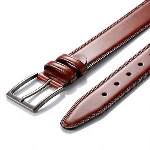 Ceinture en cuir de vache véritable pour homme, couleur marron unie, boucle à ardillon, style formel, durable, moulage monobloc - Product Image 5