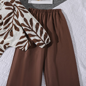 Completo da ragazza molto venduto, giacca a maniche lunghe con stampa irregolare e pantaloni, <span class=keywords><strong>abbigliamento</strong></span> autunnale in due pezzi. - Product Image 4