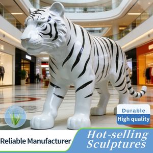 Estatua de Tigre Blanco Personalizada, Moderna y Ecológica, al Mejor <span class=keywords><strong>Precio</strong></span>, Estatua de Animal Grande para Jardín, Decoración Realista de Fibra de Vidrio - Product Image 4
