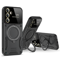 Étui magnétique avec anneau pour Samsung Galaxy A56 A36 A26 A16 A06 A54 A55 A25 A05 A15 A24 A14 A53 A13 A52, protection de l'appareil photo et support intégré