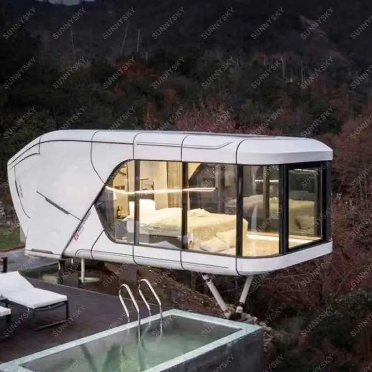 Sunnysky 40 pieds maison préfabriquée insonorisée hôtel mobile capsule spatiale préfabriquée petite maison avec cuisine et salle de bain