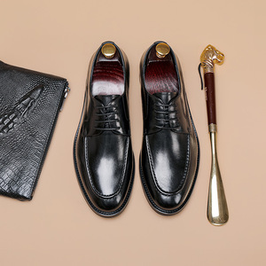 Zapatos de cuero para hombre, de cuero genuino, casuales, con cordones, mocasines, estilo británico, Oxford, de caña baja, transpirables. - Product Image 5