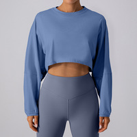 Ensemble de sport 2 pièces pour femme : Crop top respirant à manches longues et leggings de yoga pour la gym et l'entraînement