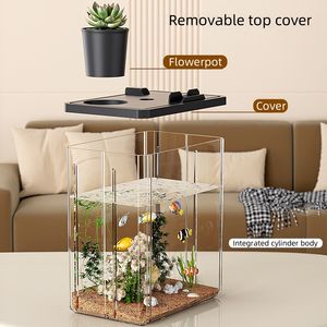 2025 Usa Ama-Zon Desktop Slimme Kleine Huisdecoratie Betta <span class=keywords><strong>Aquarium</strong></span> Aangepast Formaat 1.5 2 10 15 30 Gallon Helder Acryl <span class=keywords><strong>Aquarium</strong></span> - Product Image 2