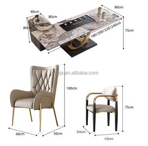 Table à thé haut de gamme avec bouilloire intégrée, table basse de salon ou de bureau, table à thé Kung Fu moderne en dalle de roche avec chaises - Product Image 6