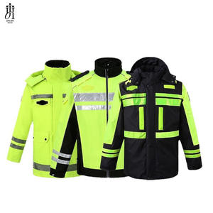 ملابس أمان عاكسة عالية الوضوح للبيع بالجملة، سترة عمل رجالية عالية الوضوح مع غطاء للرأس - Product Image 5
