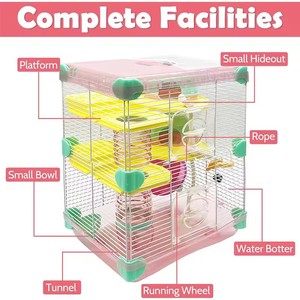 Kit de <span class=keywords><strong>cage</strong></span> à hamster portable double couche Joysing en métal à motif uni avec matériau en fer pour villa et sortie - Product Image 2
