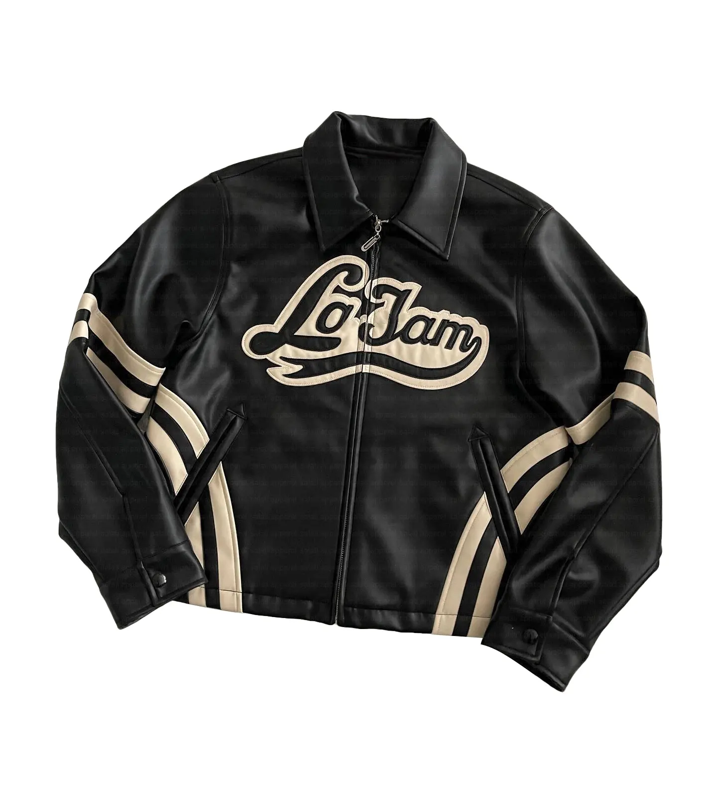 Moda personalizada Zip Up Bordado Logotipo Retro Vintage Streetwear Motocicleta Moto Pu Cropped Leather Jackets Para Homens