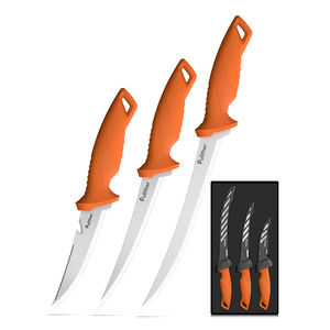سكين فيليه مرن 5/7/9 بوصة بشفرة حادة من الفولاذ المقاوم للصدأ ومقبض مانع للانزلاق، طقم صيد مع غمد وشعار مخصص - Product Image 6